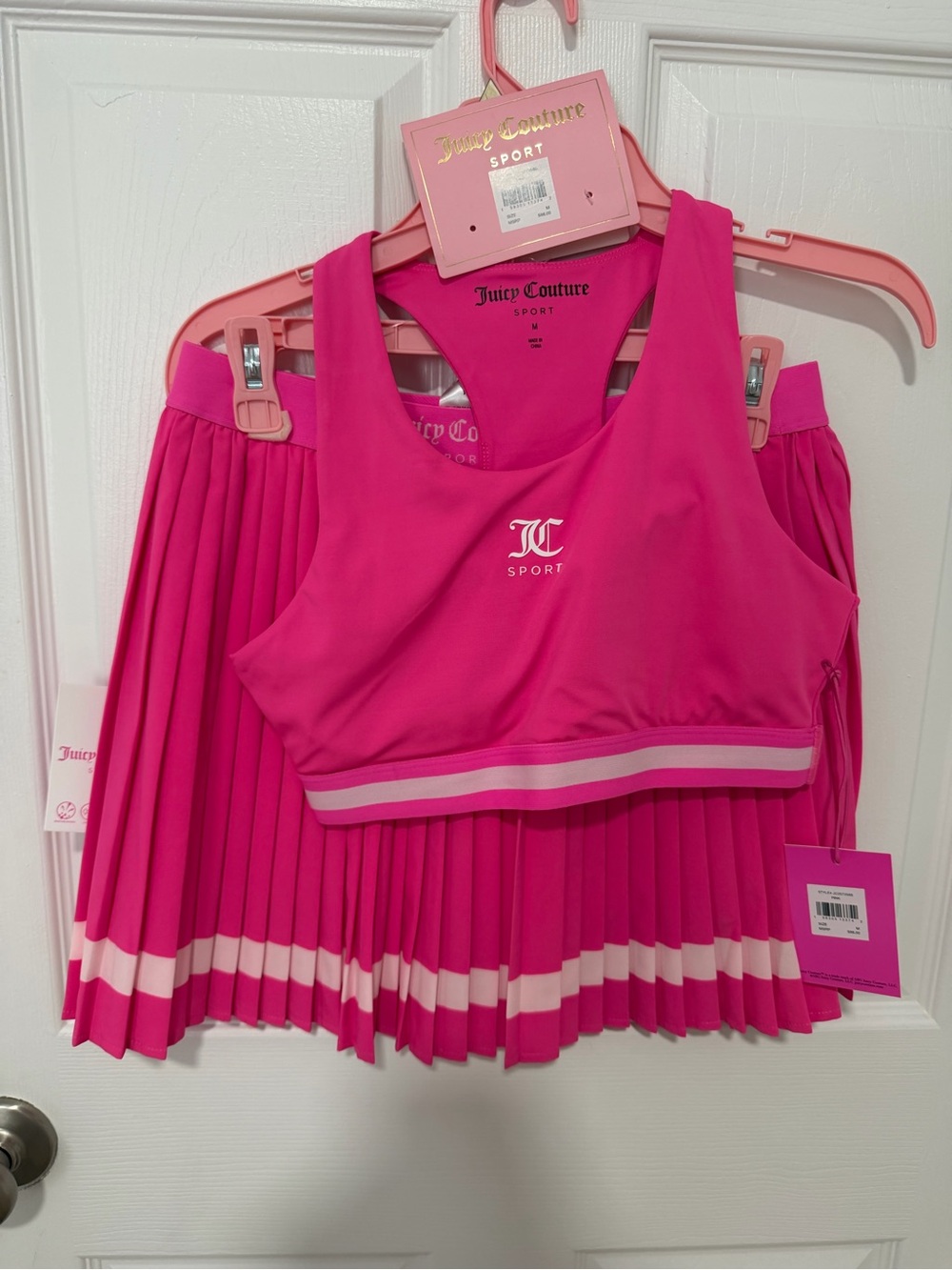 Juicy Couture Pink Pleated Tennis Skirt and Crop Sports Tank Set
